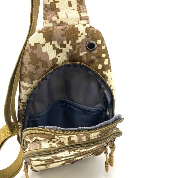 💖MEGA SALE💖Messenger Bag Sport 4 Zip Camo Brown Khaki Unisex - Picture 4 of 6